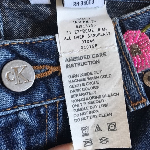 Calvin Klein BEADED Boho Dark Jeans NWT New! Bell Flare 7 26 - Picture 6 of 9